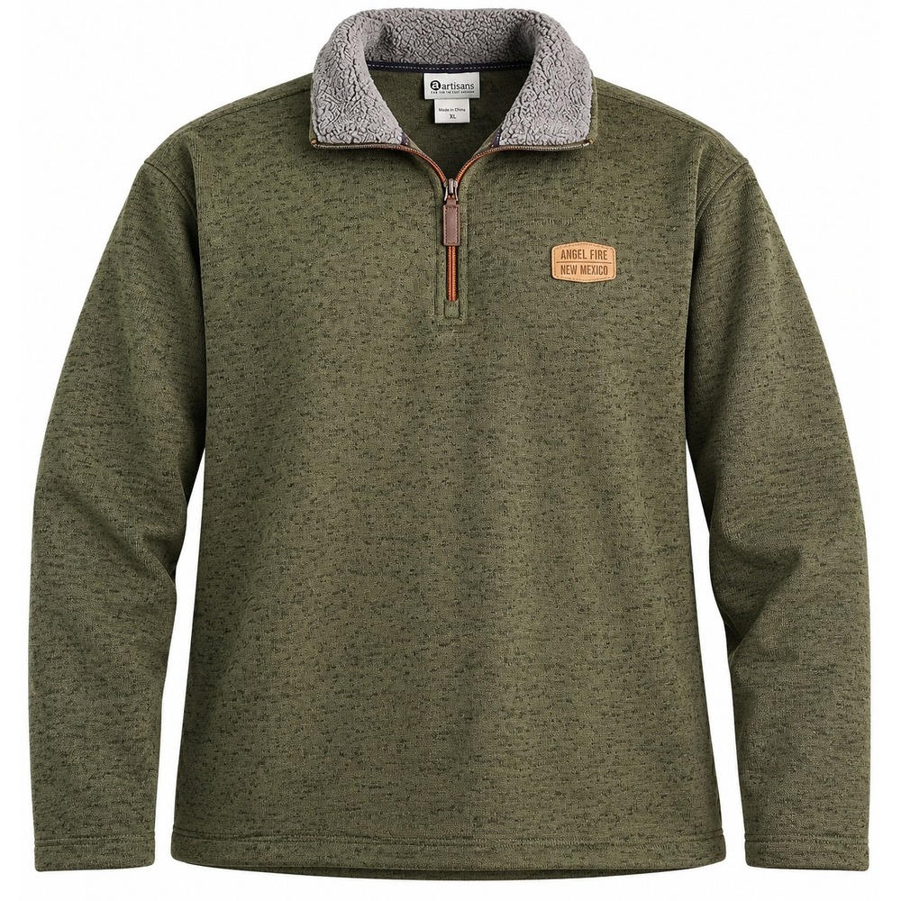 Artisans Mens XL Angel Fire New Mexico 1/4 Zip Fleece Pullover Sherpa Green